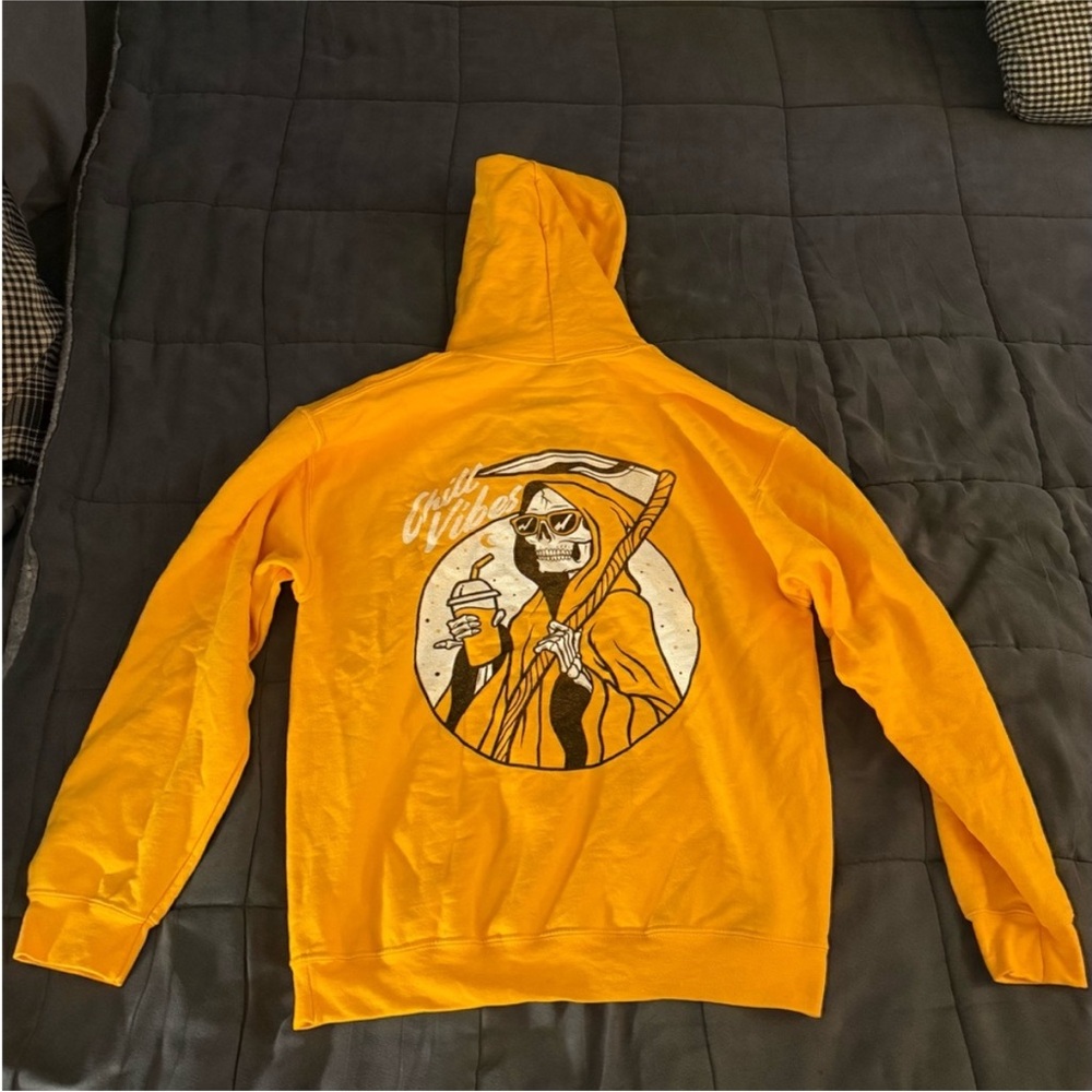 MAD Engine 💀 Reaper “Chill Vibes” Yellow Graphic Hoodie - Picture 5 of 6